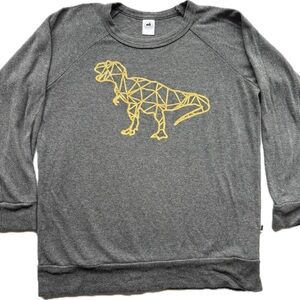 Gray Sweatshirt with Geometric Yellow Dino Graphic